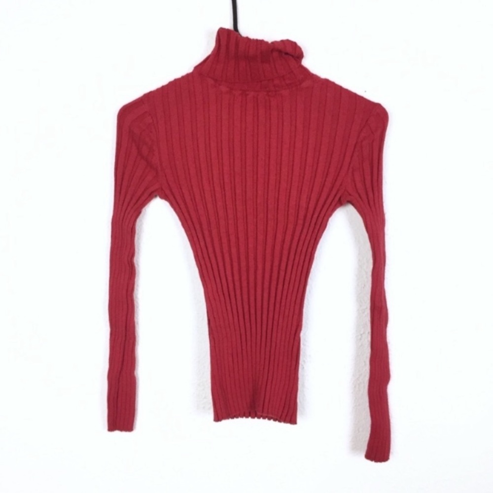 Sundance red ribbed turtleneck sweater size extra small petite